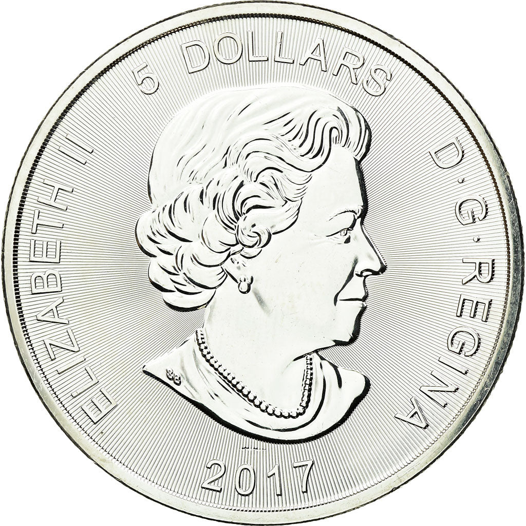 Moneta, Canada, Elizabeth II, Lynx, 5 Dollars, 2017, MS(65-70), Srebro