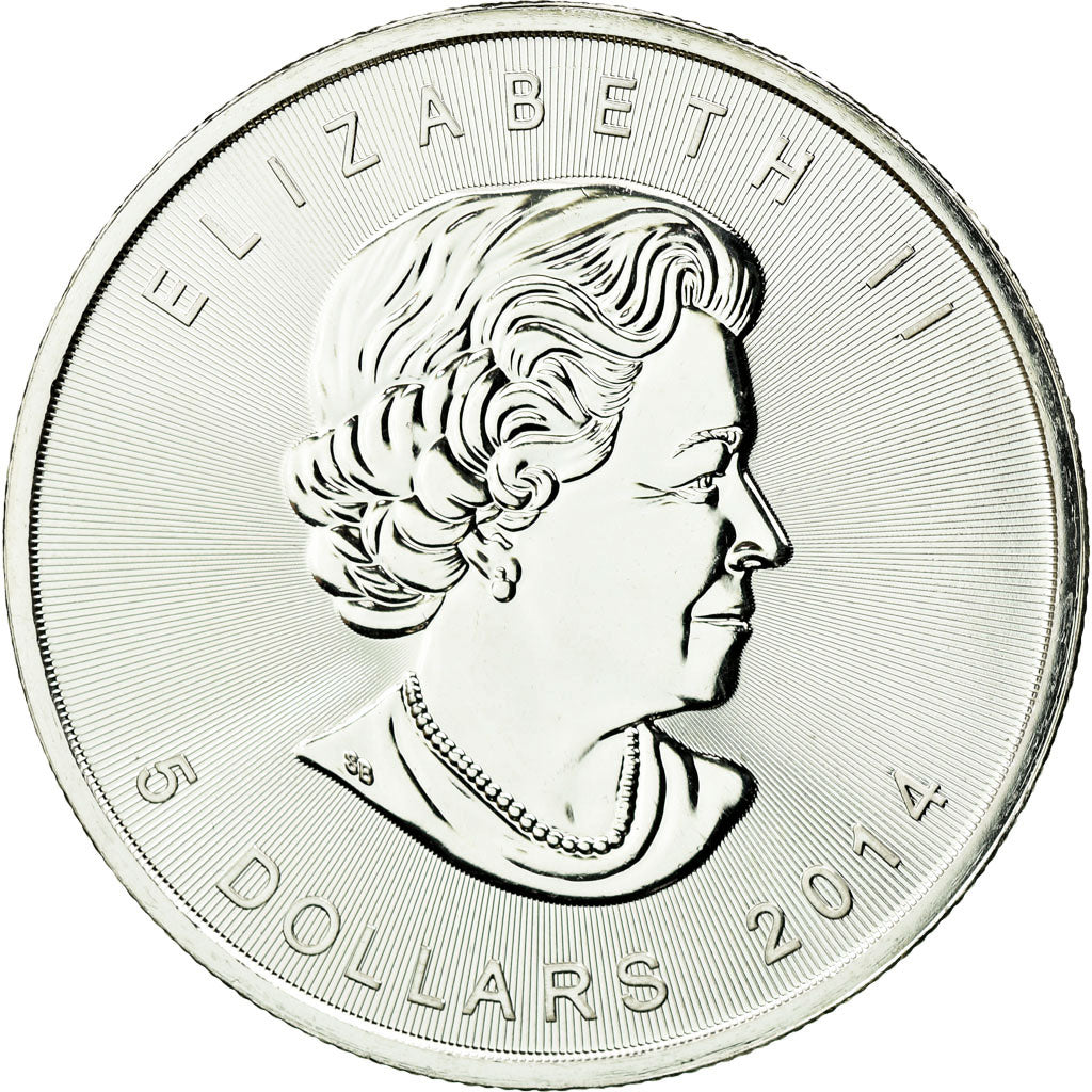Munten, Canada, Elizabeth II, Maple Leaf, 5 Dollars, 2014, FDC, Zilver