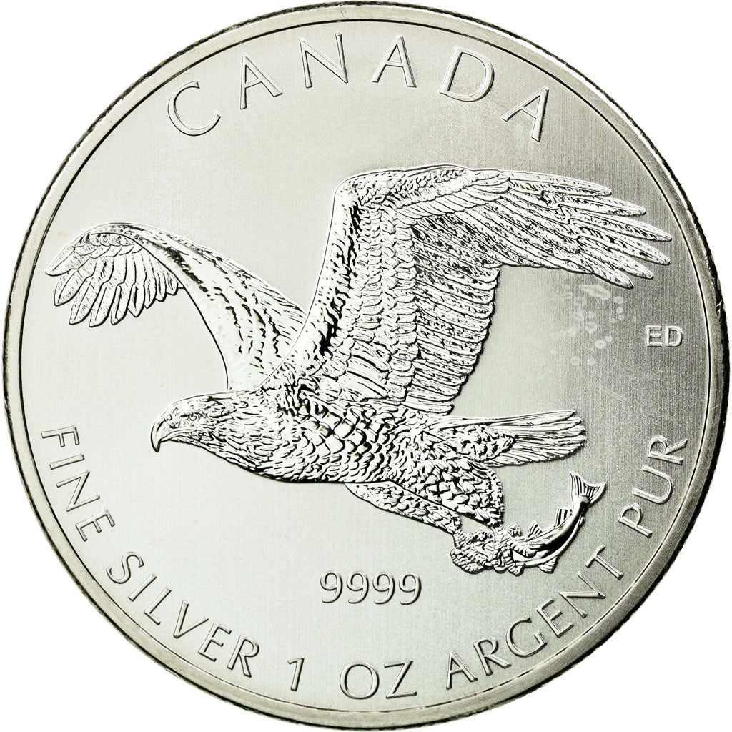 Moneta, Canada, Elizabeth II, Bald Eagle, 5 Dollars, 2014, MS(65-70), Srebro