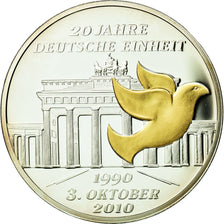 Alemania, medalla, German Unification, 20th Anniversary, 2010, FDC, Gold &
