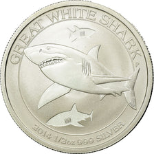 Coin, Australia, Great White Shark, 50 Cents - 1/2 Oz, 2014, MS(65-70), Silver