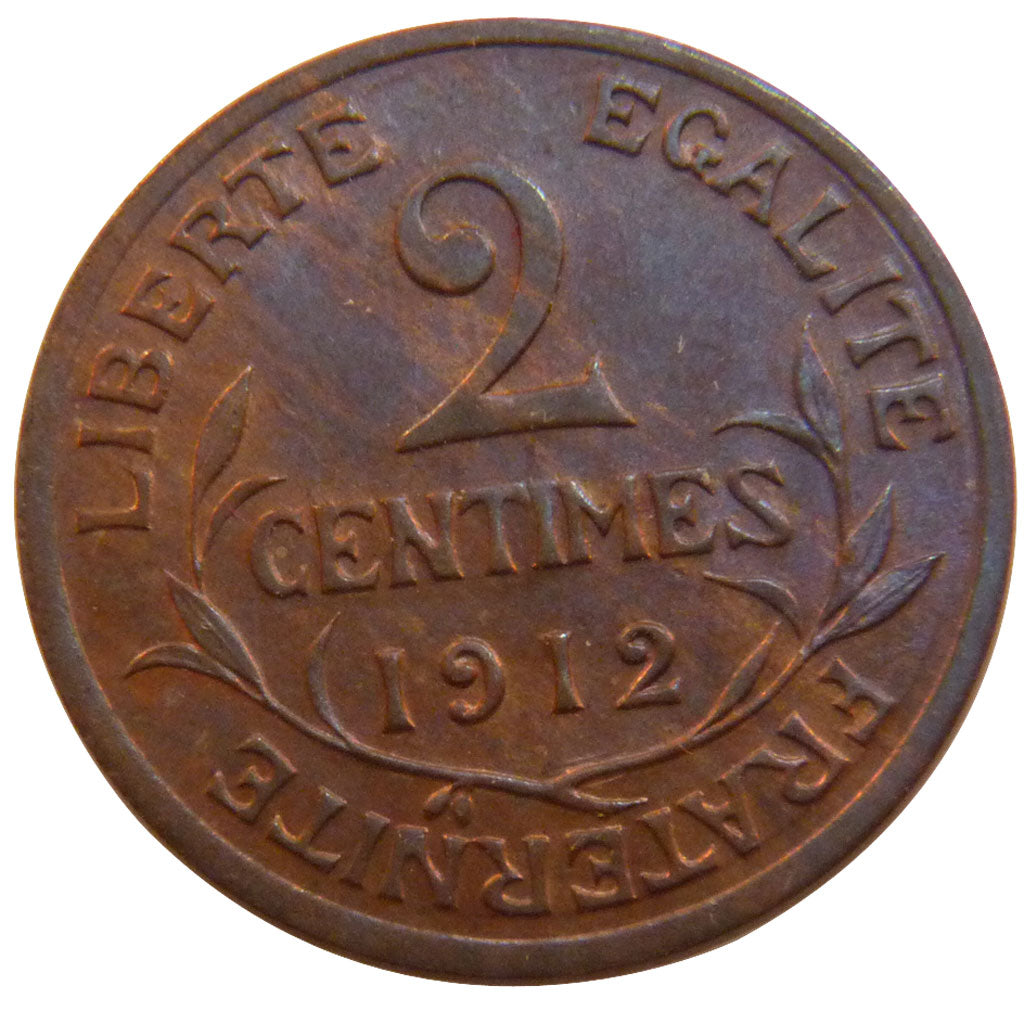 FRANCE, Dupuis, 2 Centimes, 1912, MS(60-62), Bronze, 20.2, Gadoury #107, 2.00