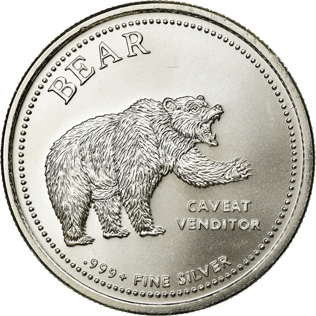 Coin, United States, Bull - Bear, Onza, Troy Ounce of Silver, MS(65-70), Silver