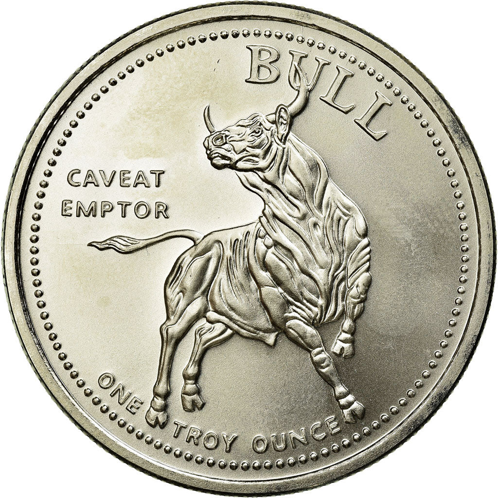 Coin, United States, Bull - Bear, Onza, Troy Ounce of Silver, MS(65-70), Silver