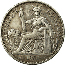 Coin, FRENCH INDO-CHINA, 50 Cents, 1936, Paris, EF(40-45), Silver, KM:4a.2