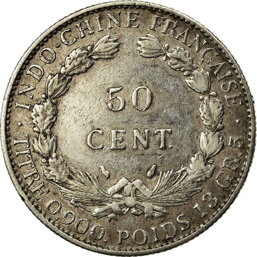 Coin, FRENCH INDO-CHINA, 50 Cents, 1936, Paris, EF(40-45), Silver, KM:4a.2