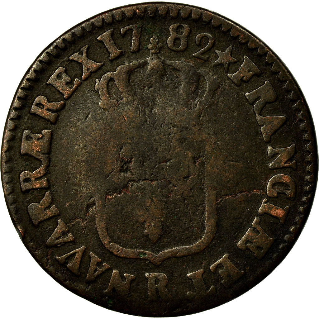Moneda, Francia, Louis XVI, Sol à l'Ecu, 1782, Orléans, BC, Cobre, Gadoury:350