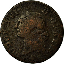Coin, France, Louis XVI, Sol à l'Ecu, Uncertain date, Lille, F(12-15), Copper