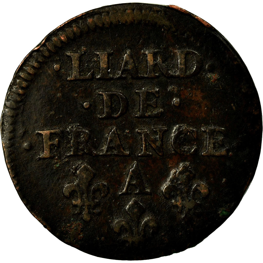 Monnaie, France, Louis XIV, Liard de France, 1655, Corbeil, TB+, Cuivre, C2G:16