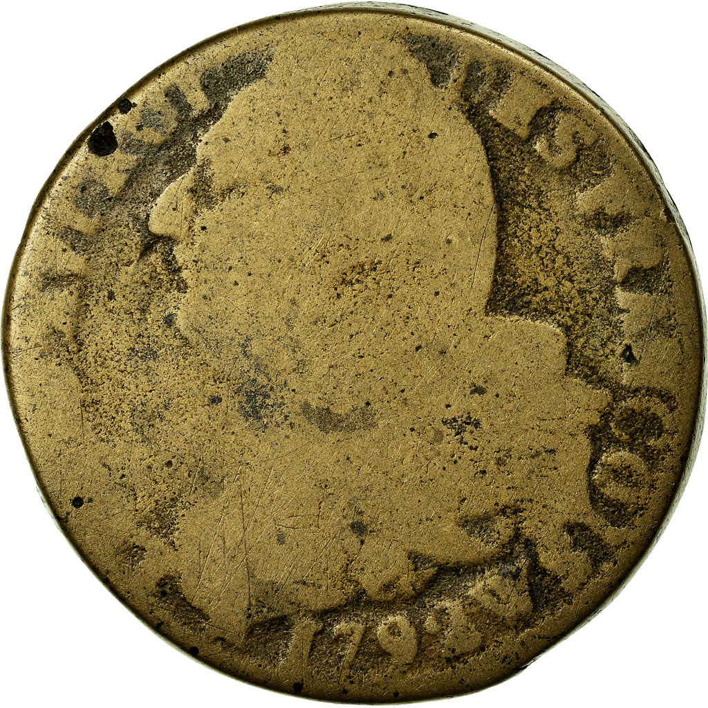 Monnaie, France, Louis XVI, 2 Sols, 1792, Lille, B+, Métal de cloche