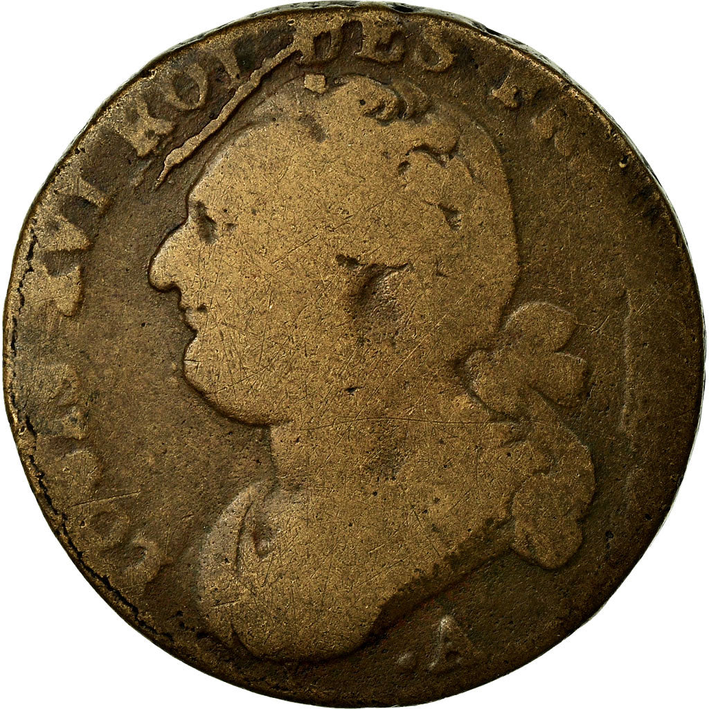 Coin, France, Louis XVI, 12 Deniers, 1791, Paris, F(12-15), Bronze, Gadoury:15