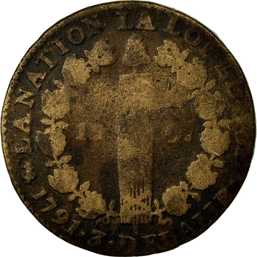 Coin, France, Louis XVI, 12 Deniers, 1791, Paris, F(12-15), Bronze, Gadoury:15