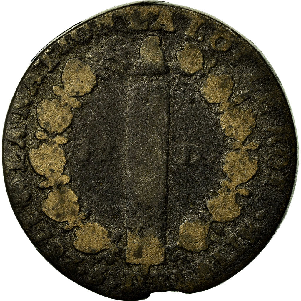 Moneda, Francia, Louis XVI, 12 Deniers, 1793, Paris, BC, Métal de cloche