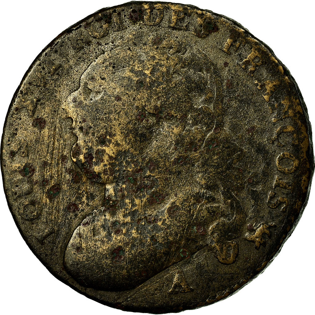 Moneta, Francja, Louis XVI, 12 Deniers, 1792, Paris, F(12-15), Métal de cloche