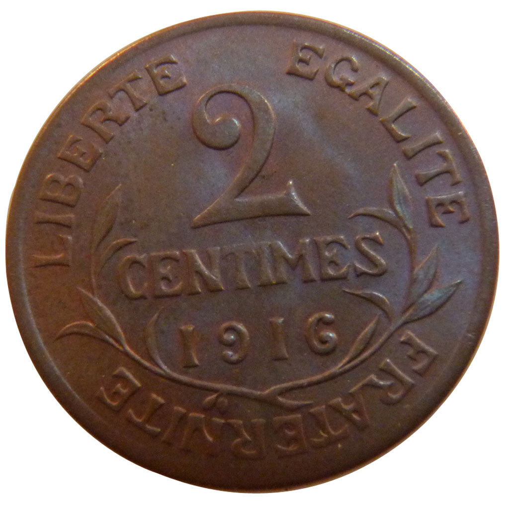 FRANCE, Dupuis, 2 Centimes, 1916, Paris, KM #841, MS(60-62), Bronze, 20.2,...