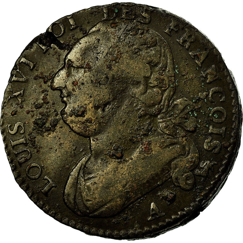 Coin, France, Louis XVI, 12 Deniers, 1792, Paris, VF(20-25), Métal de cloche