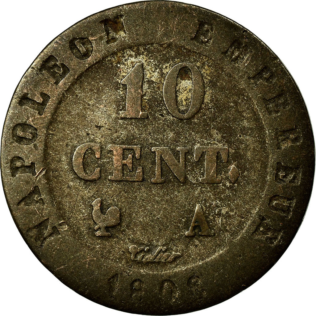 Monnaie, France, Napoleon I, 10 Centimes, 1808, Paris, B+, Billon