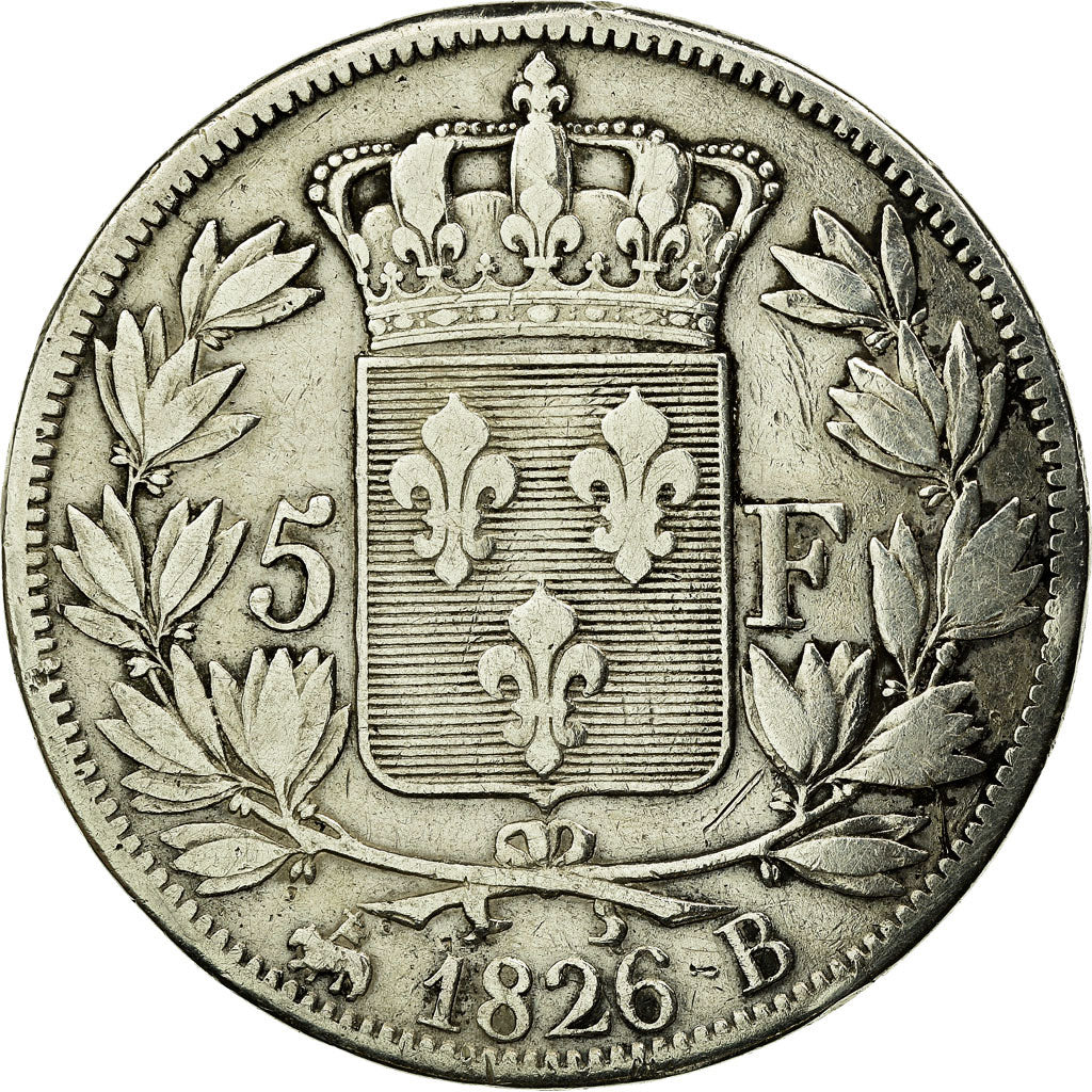 Coin, France, Charles X, 5 Francs, 1826, Rouen, EF(40-45), Silver, KM:720.2