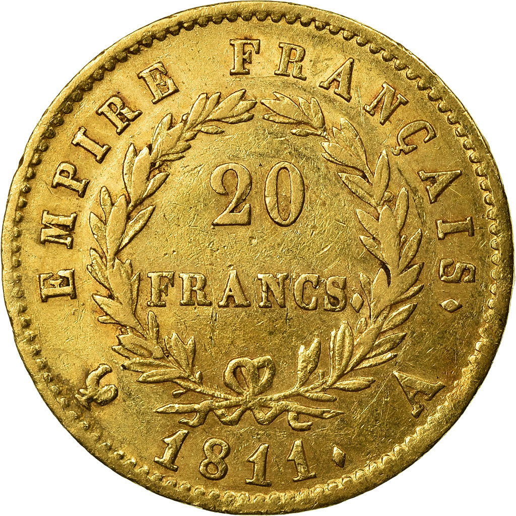 Munten, Frankrijk, Napoléon I, 20 Francs, 1811, Paris, ZF, Goud, KM:695.1