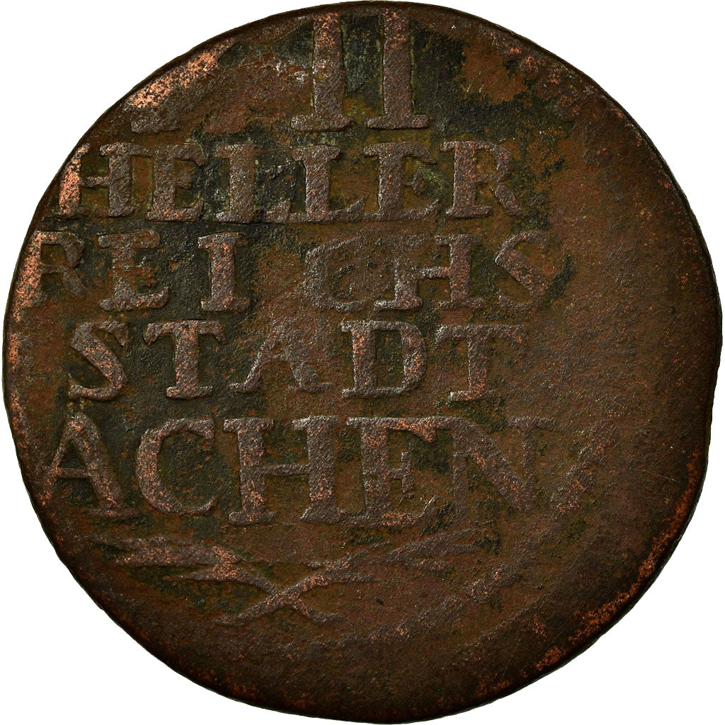 Coin, German States, AACHEN, 12 Heller, 1791, F(12-15), Copper, KM:51