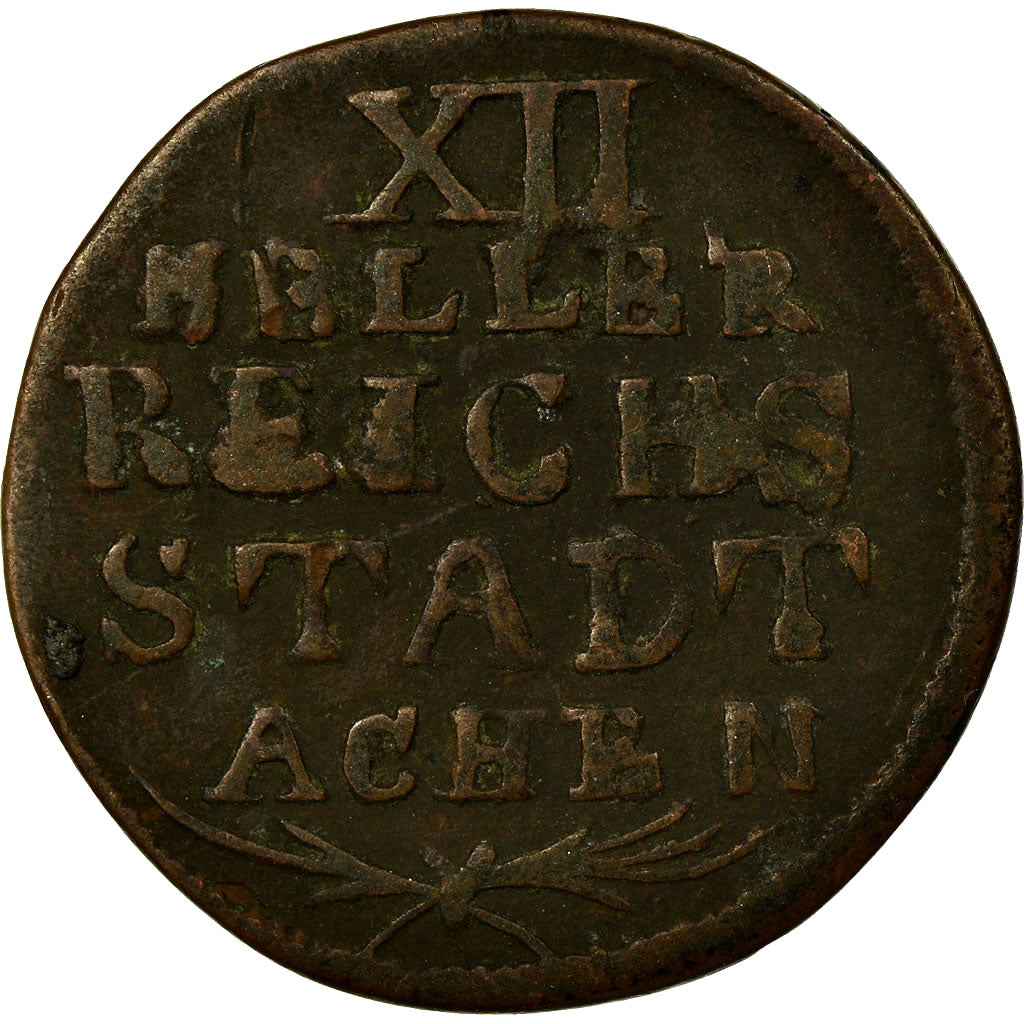 Moeda, Estados Alemães, AACHEN, 12 Heller, 1792, VF(20-25), Cobre, KM:51