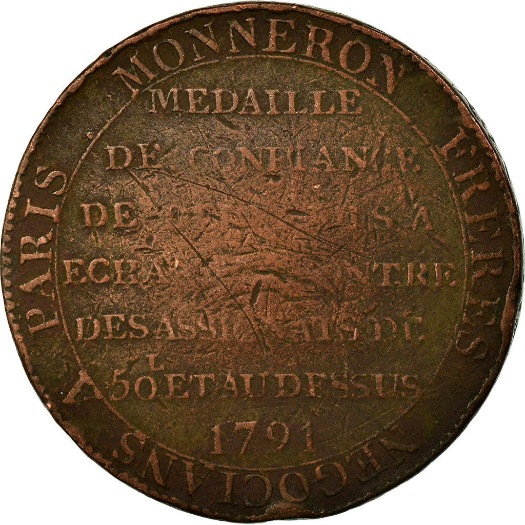 Coin, France, 2 Sols, 1791, Birmingham, Monneron, VF(20-25), Bronze, KM:Tn23
