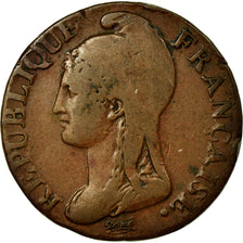Moneta, Francja, Dupré, 5 Centimes, 1796, Paris, VF(30-35), Bronze, KM:635.1