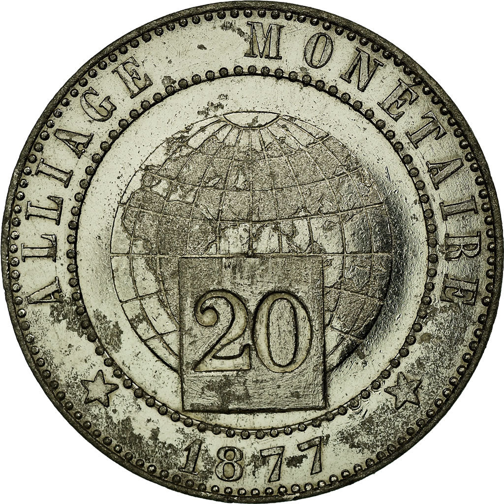 Coin, France, 20 Centimes, 1877, Paris, ESSAI, AU(50-53), Maillechort