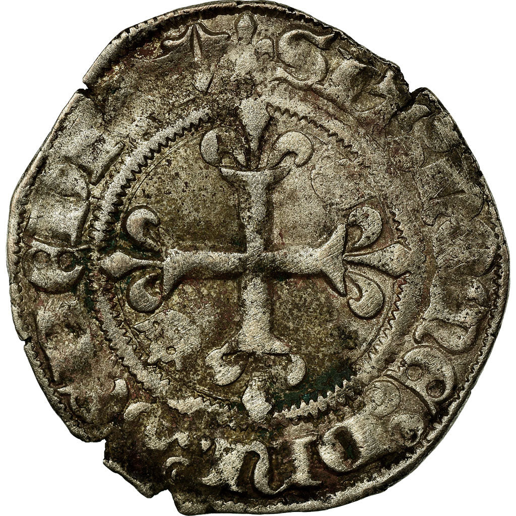 Coin, France, Charles VI, Florette, Saint-Quentin, VF(30-35), Billon