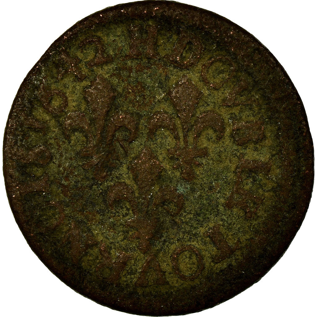Münze, Frankreich, Louis XIII, Double Tournois, 1642, La Rochelle, SGE, Kupfer