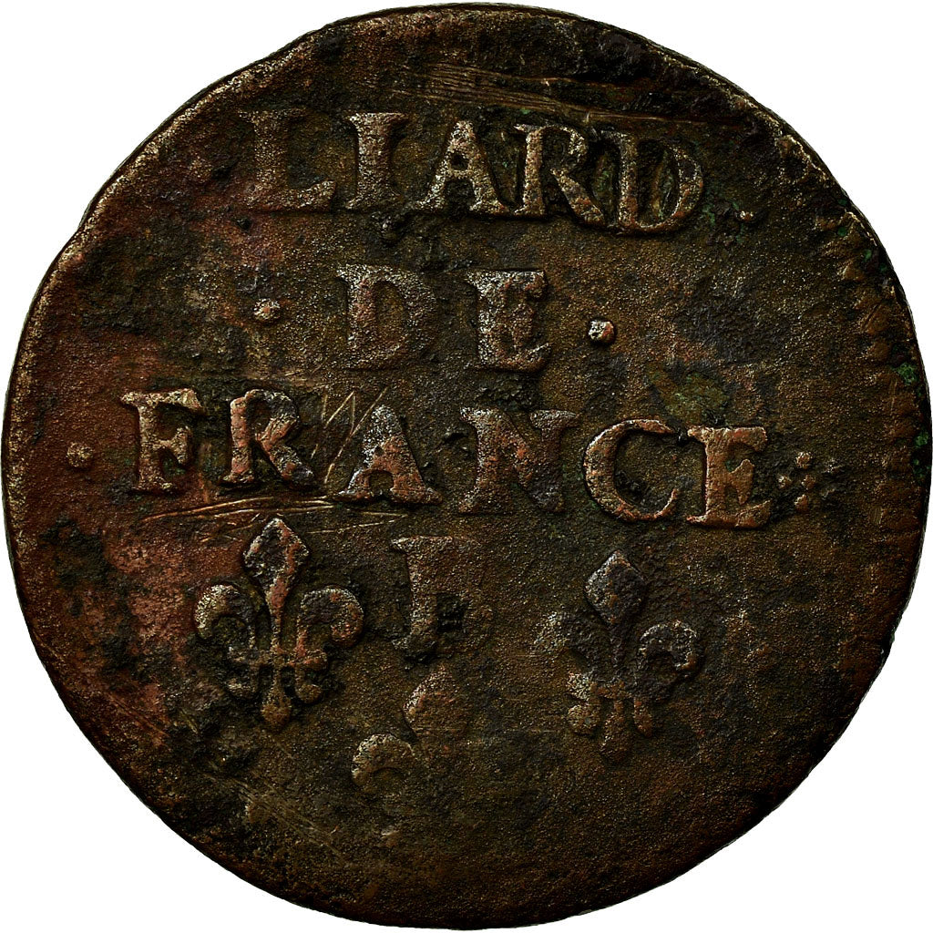 Coin, France, Louis XIV, Liard de France, 1656, Acquigny, VF(20-25), Copper