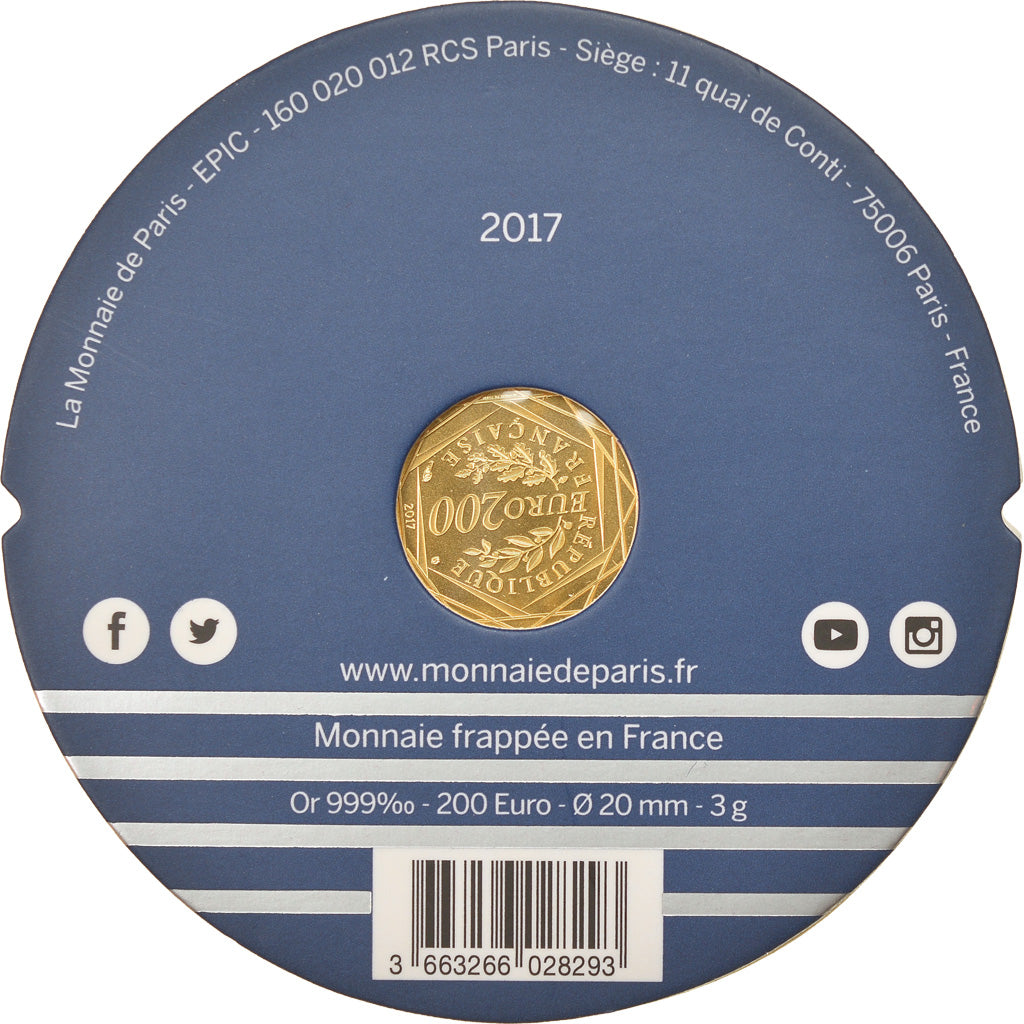 France, 200 Euro, Jean Paul Gaultier, 2017, Paris, FDC, Or