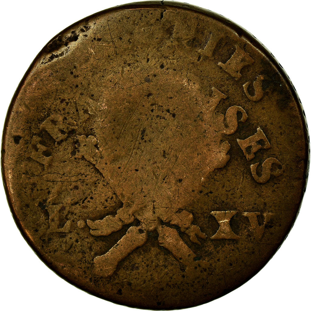 Coin, Guadeloupe, 3 Sols 9 Deniers, 1793, VF(20-25), Copper, Lecompte:4