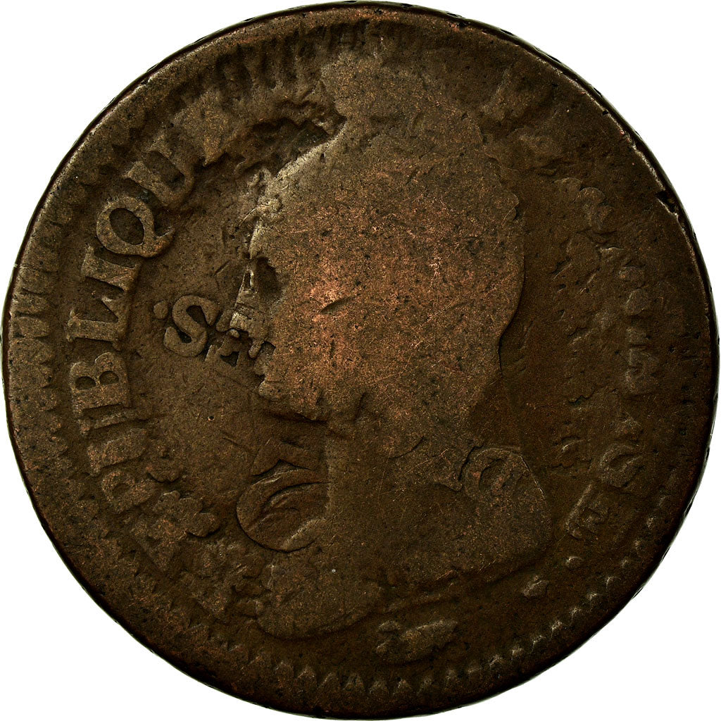 Coin, France, Dupré, Decime, Uncertain date, Paris, Refrappage du 2 décimes