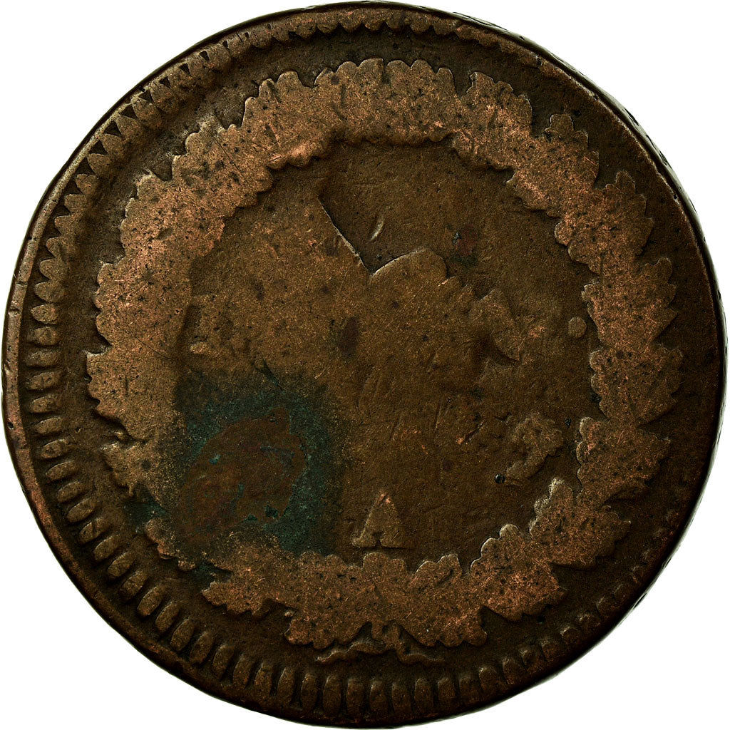 Coin, France, Dupré, Decime, Uncertain date, Paris, Refrappage du 2 décimes