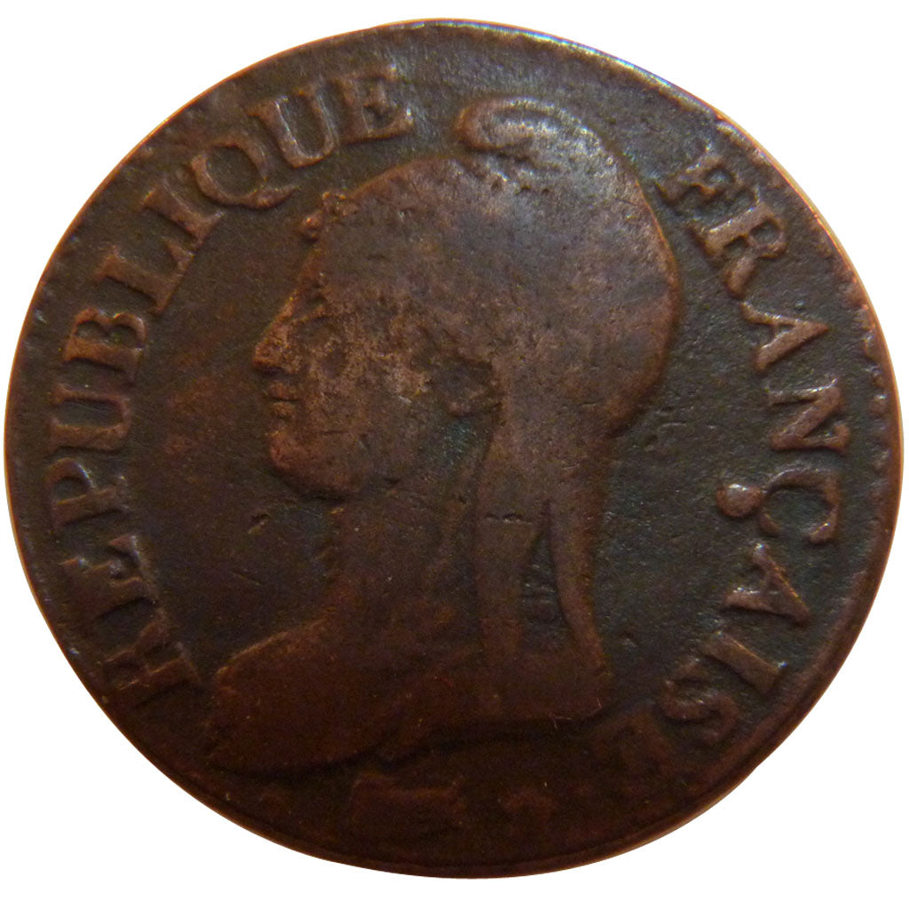 FRANCE, 5 Centimes, 1797, Strasbourg, VF(20-25), Bronze, Gadoury #126, 10.00