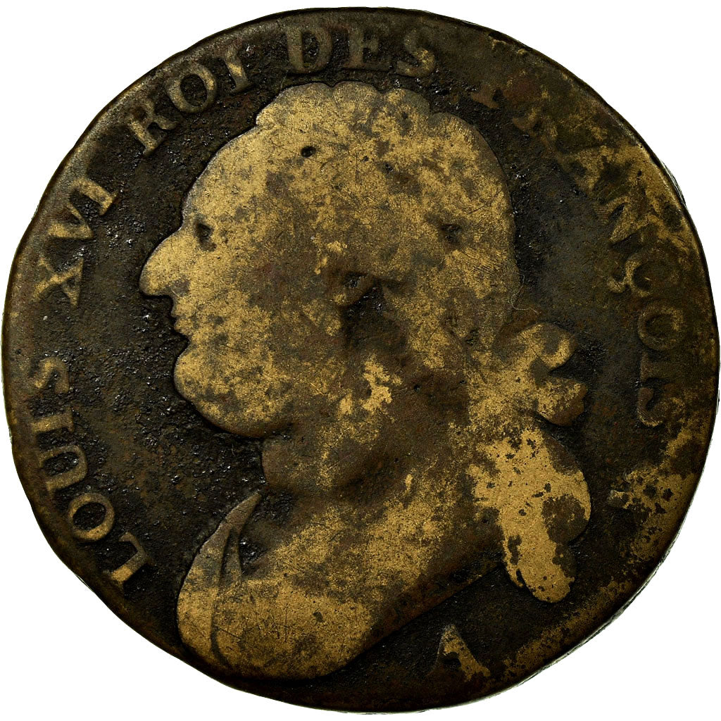 Coin, France, Louis XVI, 12 Deniers, 1793, Paris, F(12-15), Bronze, KM:600.1