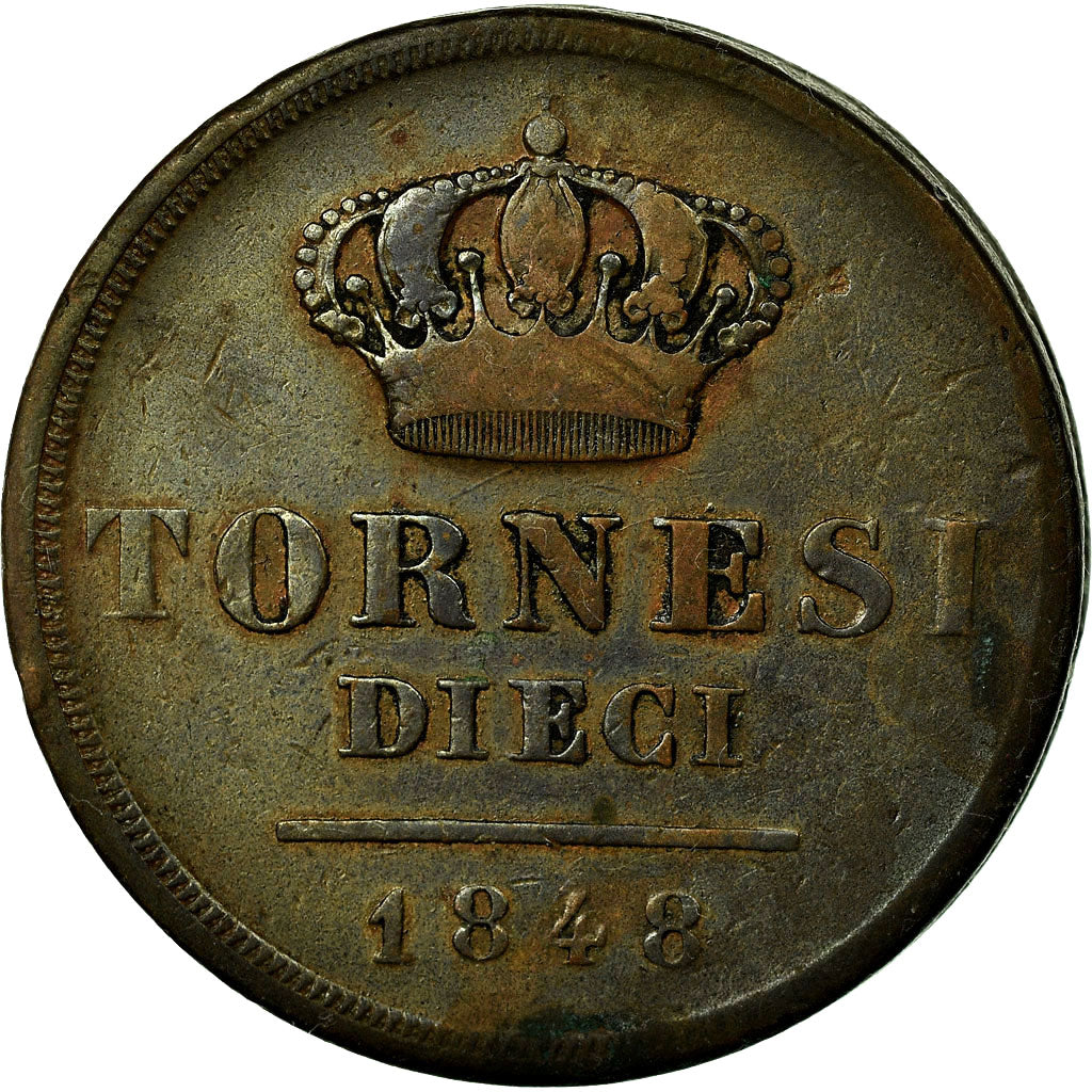 Coin, ITALIAN STATES, NAPLES, Ferdinando II, 10 Tornesi, 1848, VF(30-35)