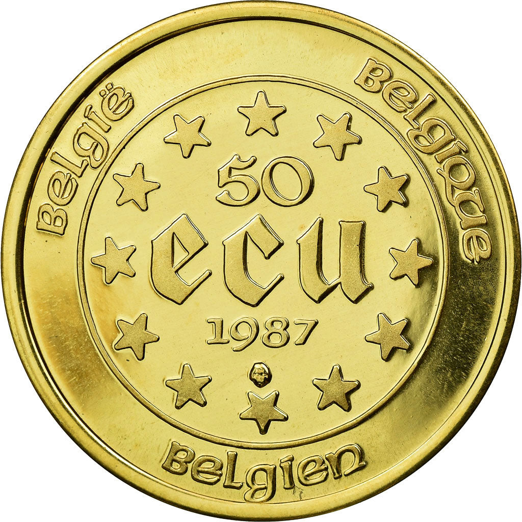 Coin, Belgium, Baudouin I, 50 Ecu, 1987, MS(65-70), Gold, KM:167