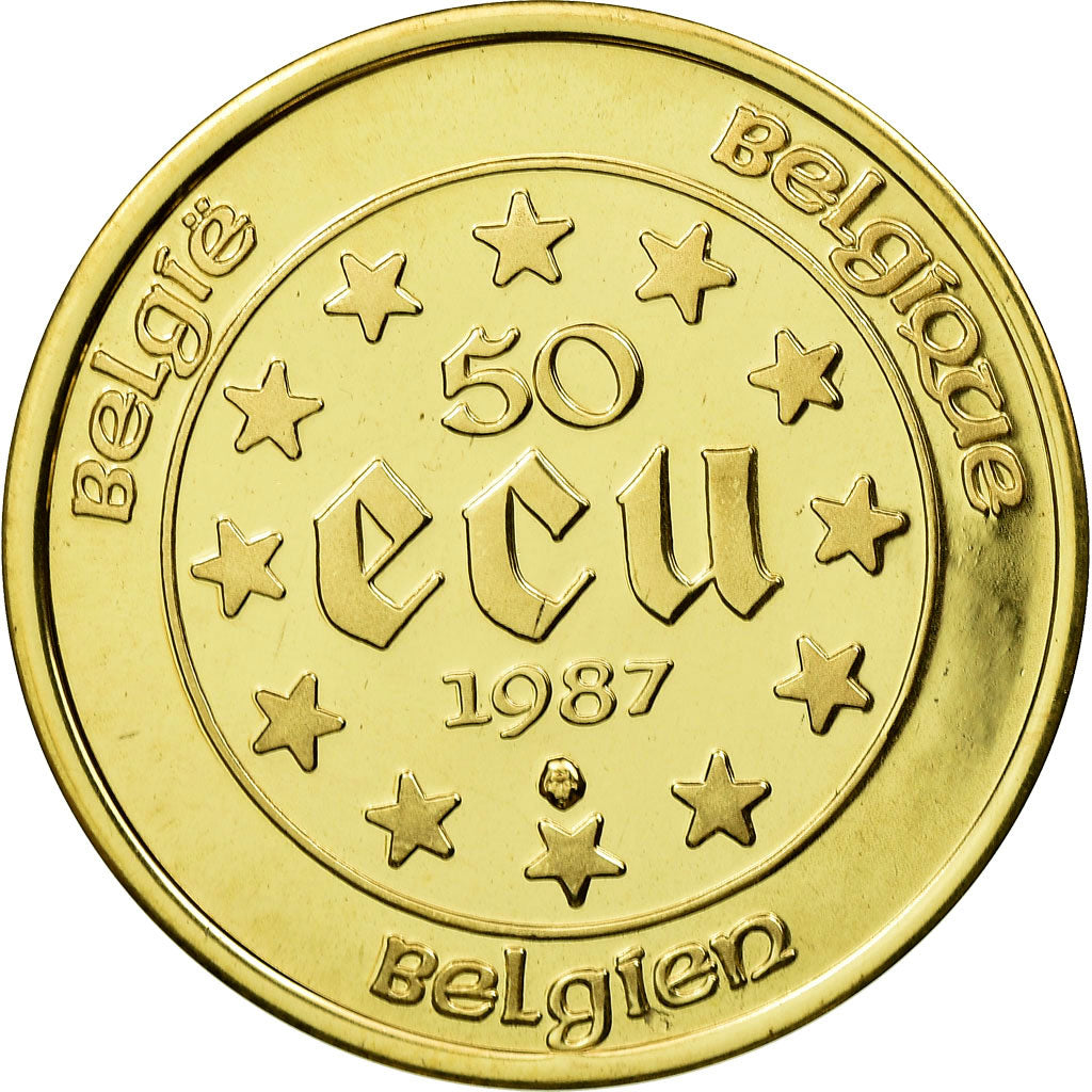Coin, Belgium, Baudouin I, 50 Ecu, 1987, MS(65-70), Gold, KM:167