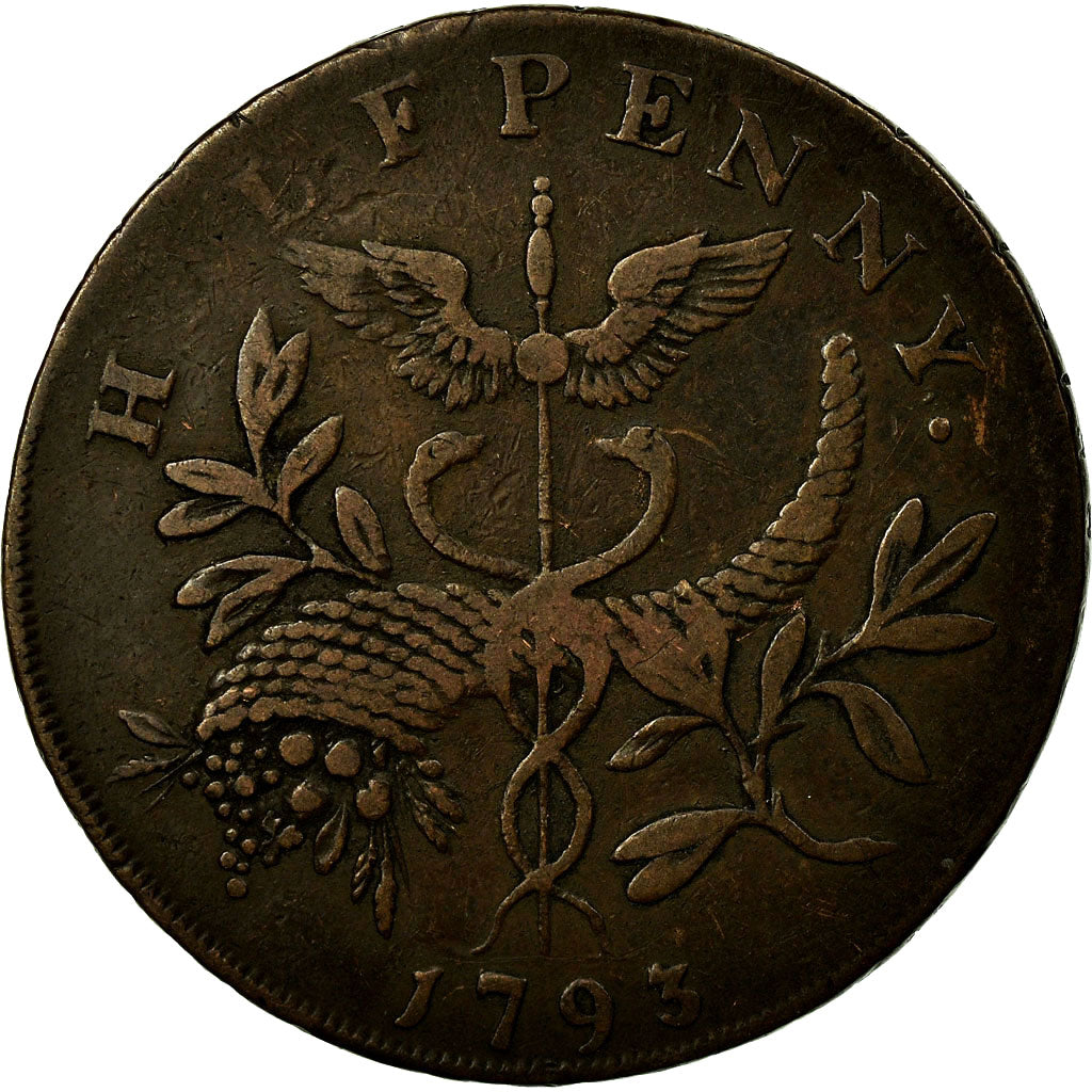 Coin, Great Britain, Isaac Newton, Halfpenny Token, 1793, VF(30-35), Copper