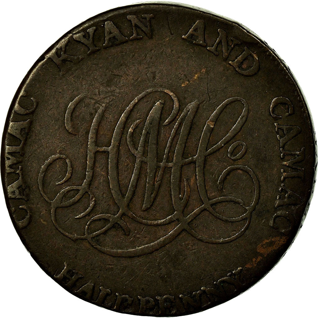 Coin, Ireland, Camac Kyan & Camac, Halfpenny Token, 1792, Dublin, VF(30-35)