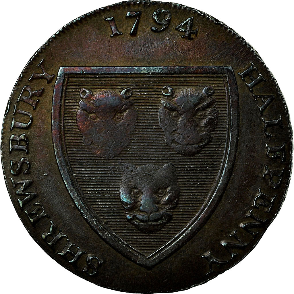Coin, Great Britain, Shropshire, Halfpenny Token, 1794, Shrewsbury, Rare