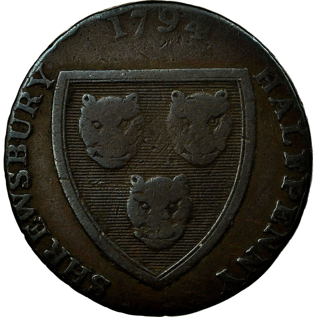 Munten, Groot Bretagne, Shropshire, Halfpenny Token, 1794, Shrewsbury, FR