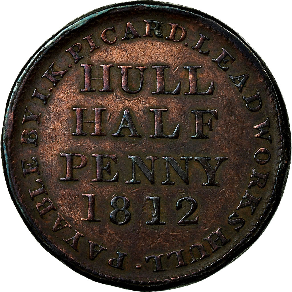 Coin, Great Britain, Hull Lead Works, Halfpenny Token, 1812, Hull, EF(40-45)