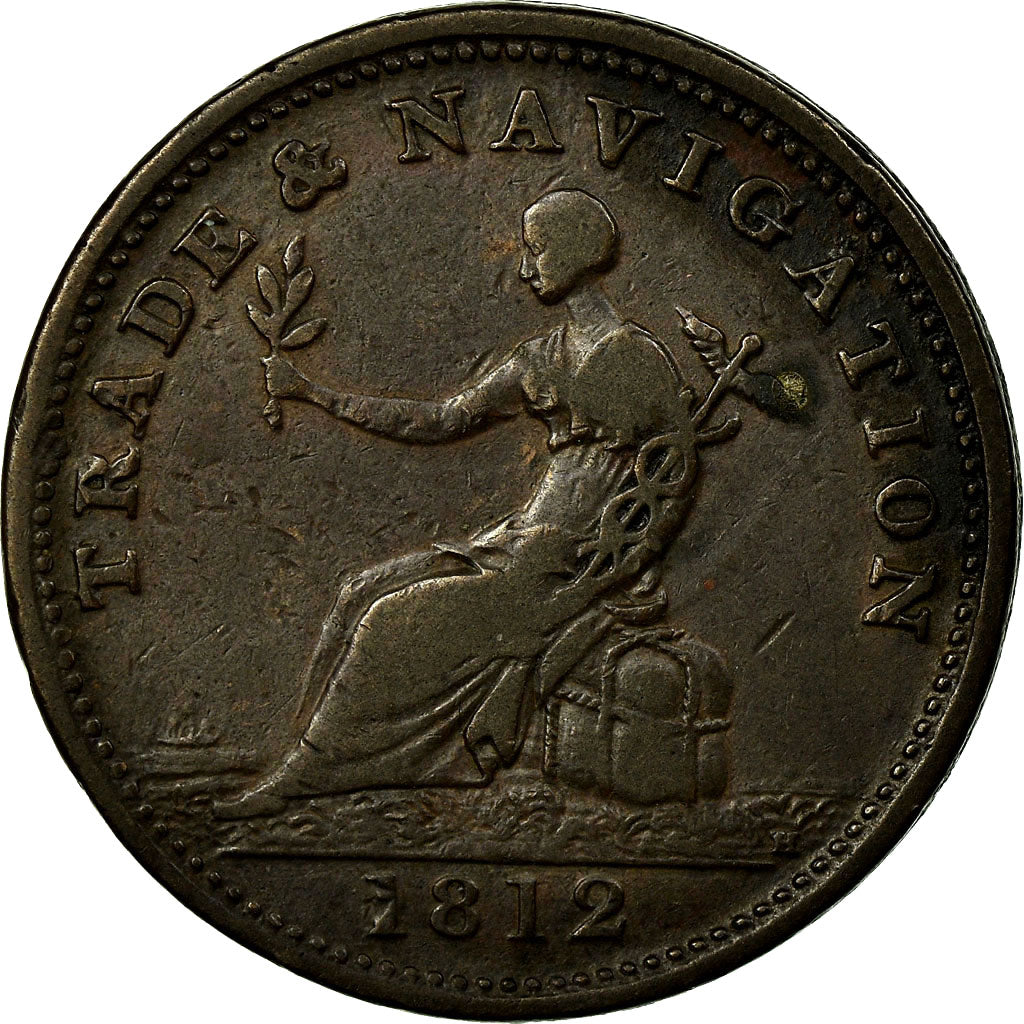 Coin, Canada, Nova Scotia, Trade & Navigation, Halfpenny Token, 1812, VF(20-25)