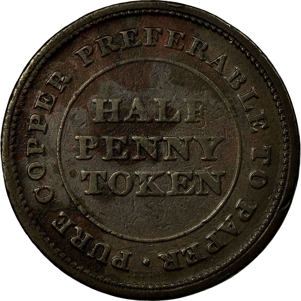 Coin, Canada, Nova Scotia, Trade & Navigation, Halfpenny Token, 1812, VF(20-25)