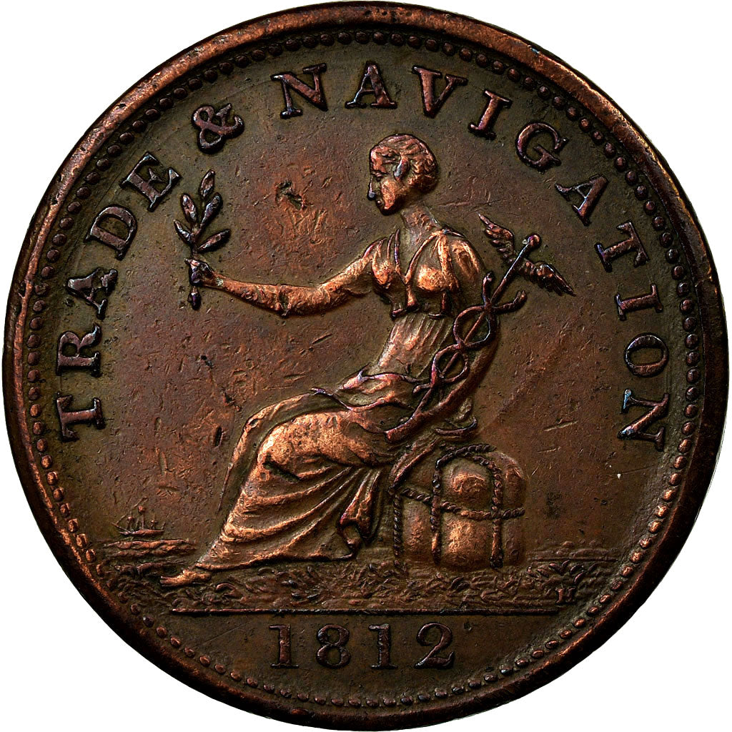 Coin, Canada, Nova Scotia, Trade & Navigation, Halfpenny Token, 1812, EF(40-45)