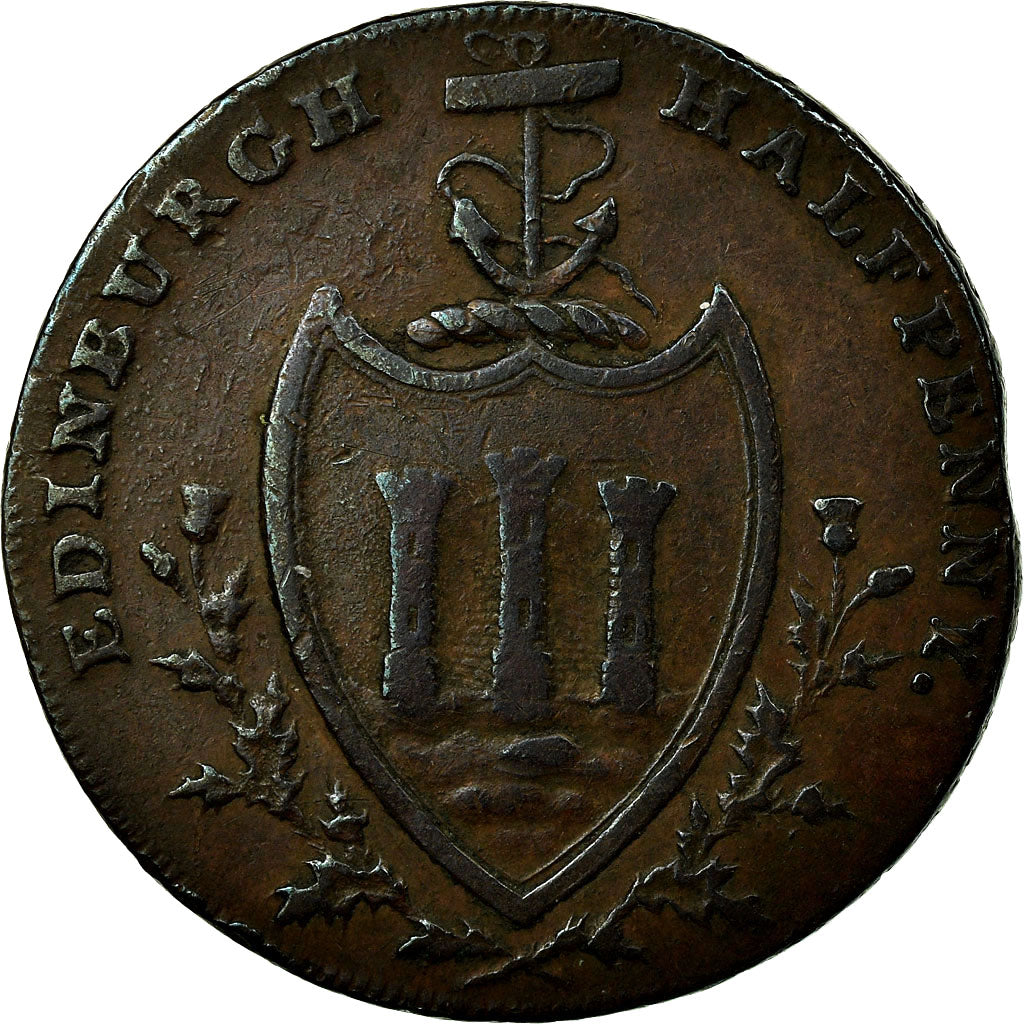 Coin, Scotland, Halfpenny Token, 1791, Edinburgh, Lothian, VF(30-35), Copper