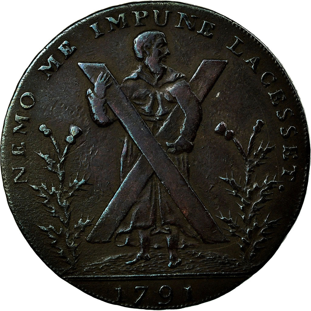 Coin, Scotland, Halfpenny Token, 1791, Edinburgh, Lothian, Rare, VF(30-35)